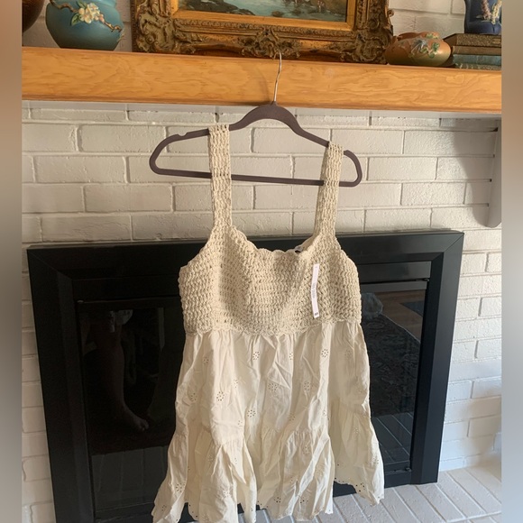 ASOS DESIGN crochet babydoll mini sundress in eyelet in cream US 14 - Picture 6 of 6